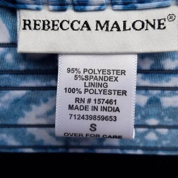 NWT Rebecca Malone Blue/White 3/4 Sleeve Top Size Small - Picture 4 of 7